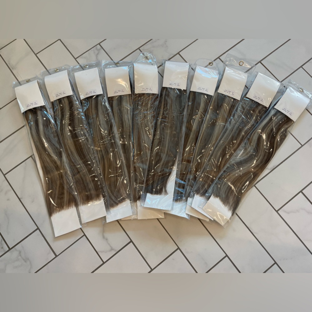 5 packs of 100% Remy Human extension hair Weft 
16 inches/ color P4/60/ 100grams